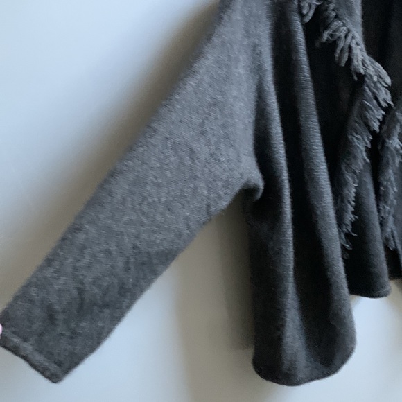Cynthia Rowley Cashmere Open Front Grey fringe Cardigan Women Size M - Picture 3 of 6